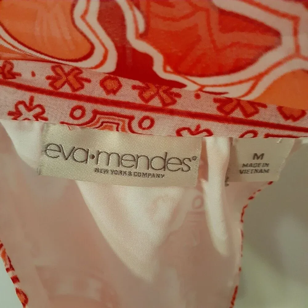 Eva Mendes top sleeveless m blouse summer shirt orange pink red luxury career - Picture 5 of 5